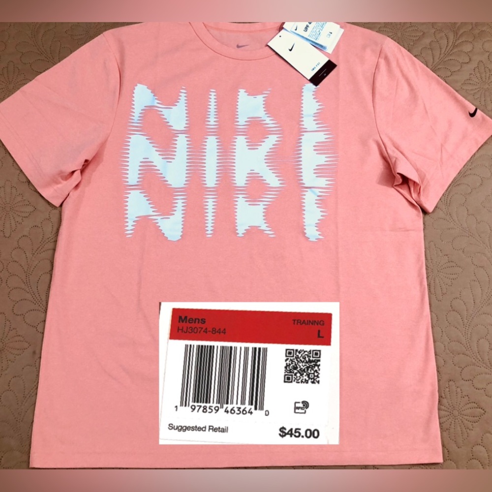 NEW..MEN LARGE NIKE DRIFIT UV UPF40+HYVERSE TEE (APRICOT AGATE)